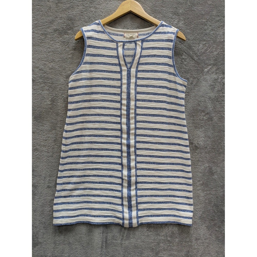 Coastal Nautical Stripe Sleeveless Tunic Dress Womens Medium Max Studio Weekend